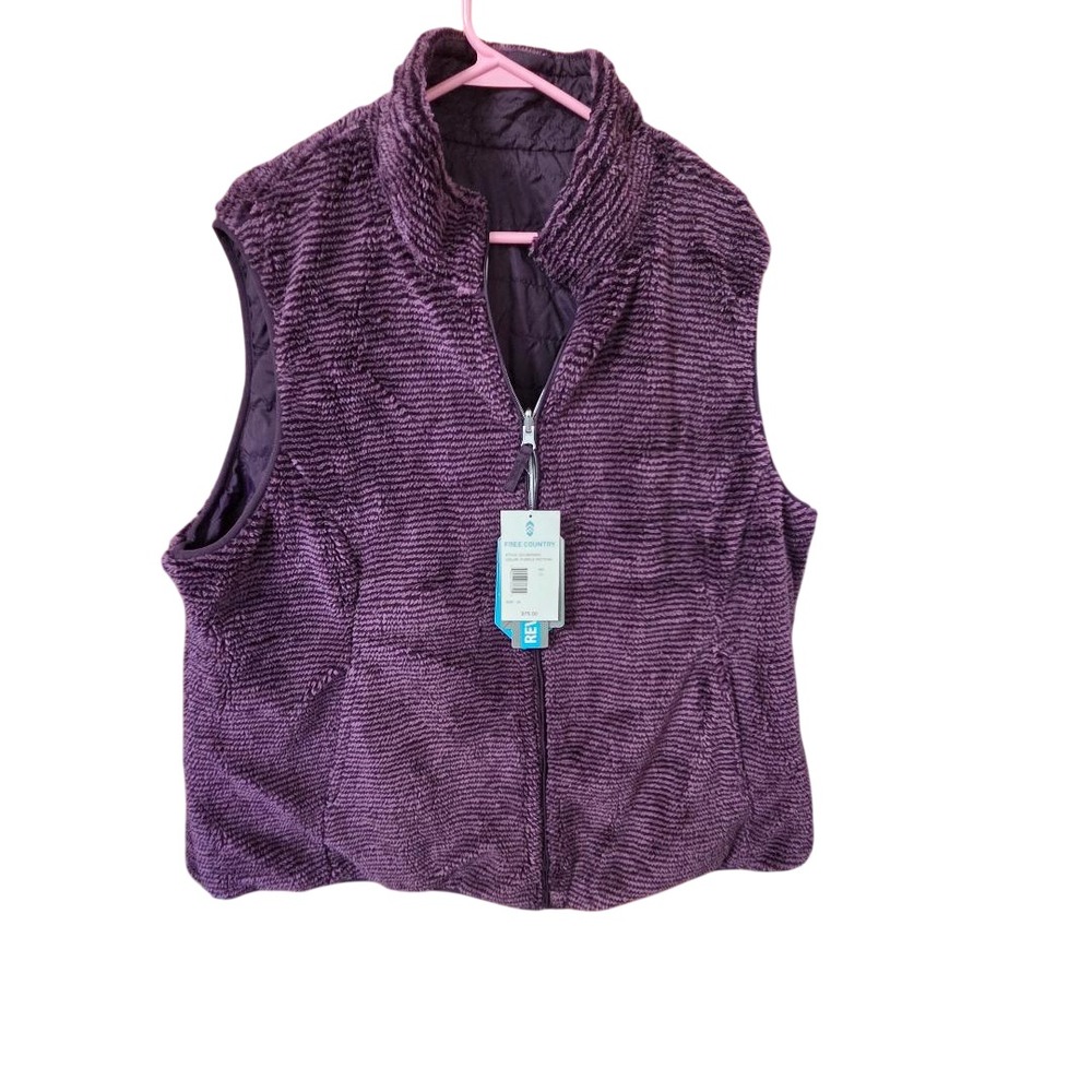 Free Country Women's 2-In-1 Reversible Vest Size 2X Purple Fleece NWT